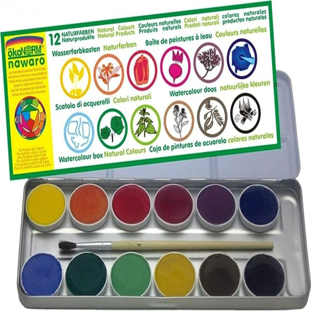Natural watercolor paintbox 12 colors