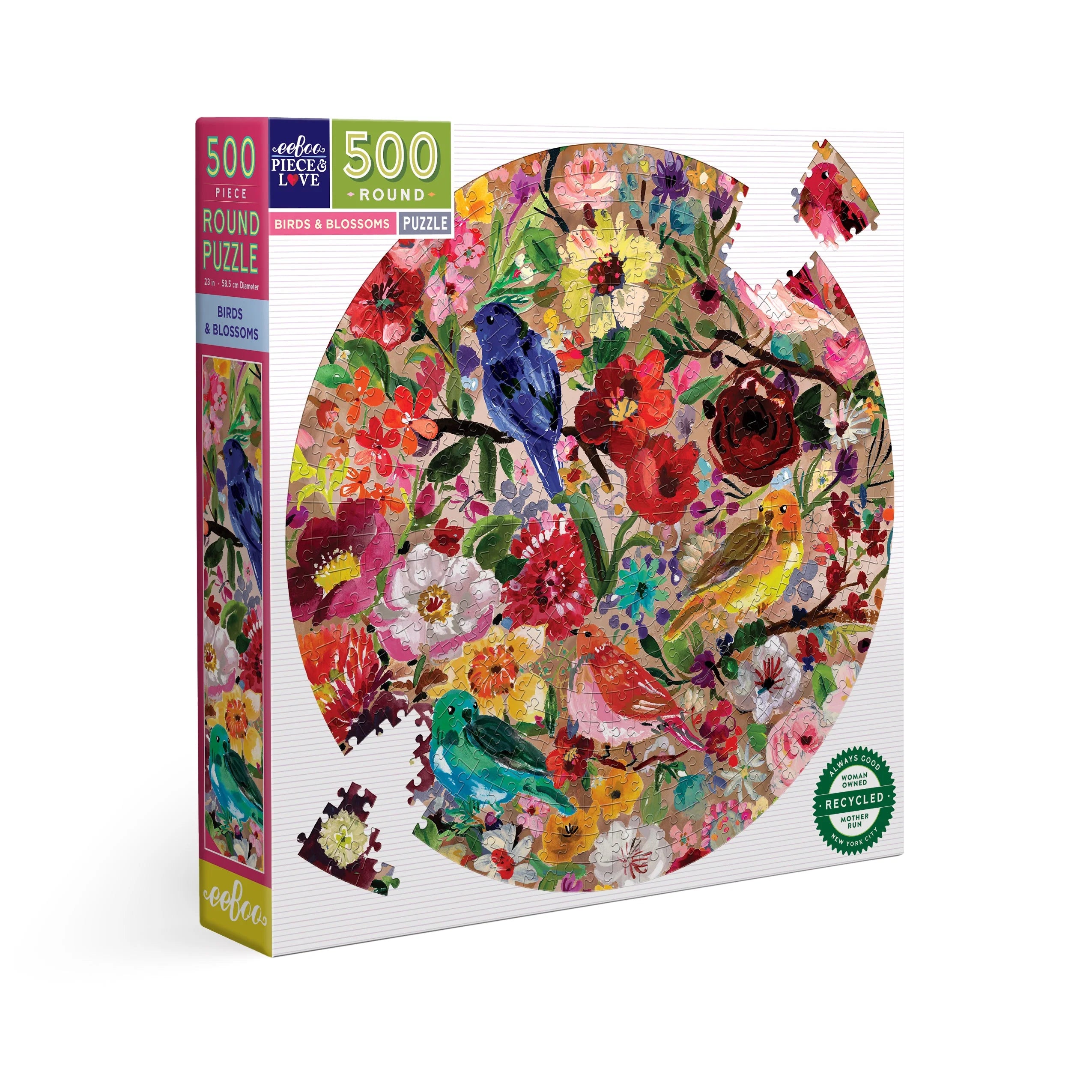 Birds & Blossoms 500 pc Round Puzzle
