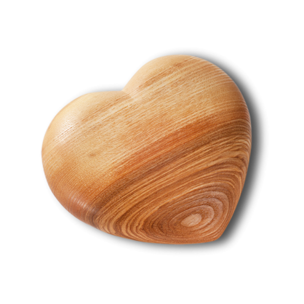 Small curved wooden heart