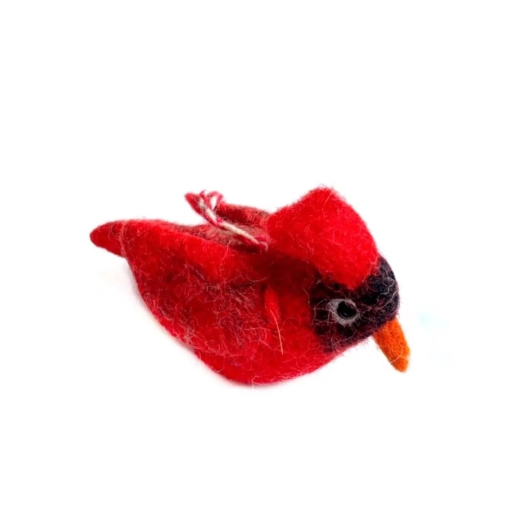 Cardinal Felt Wool Bird Ornament