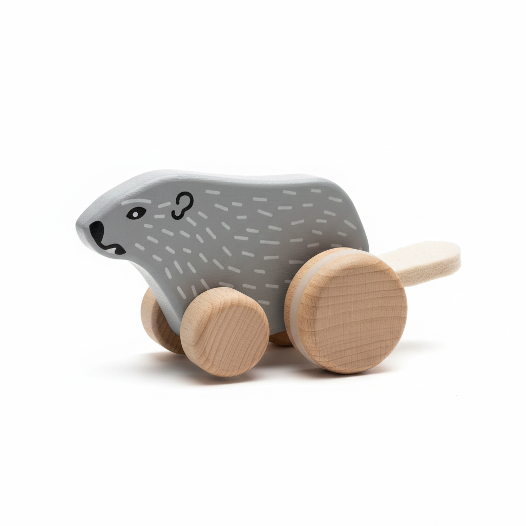 Bajo Zygfryd the Groundhog- Wooden Hopping Toy