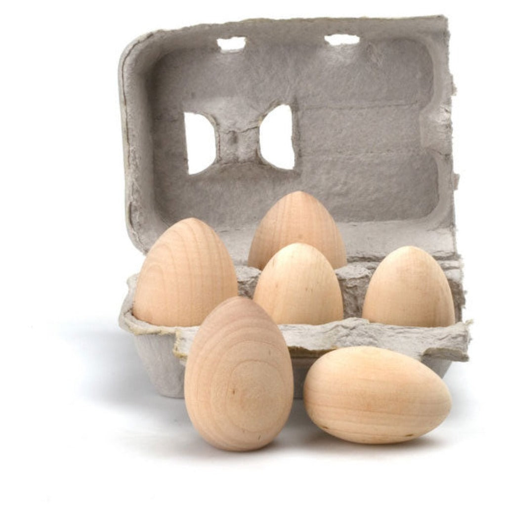 Dozen of wooden eggs