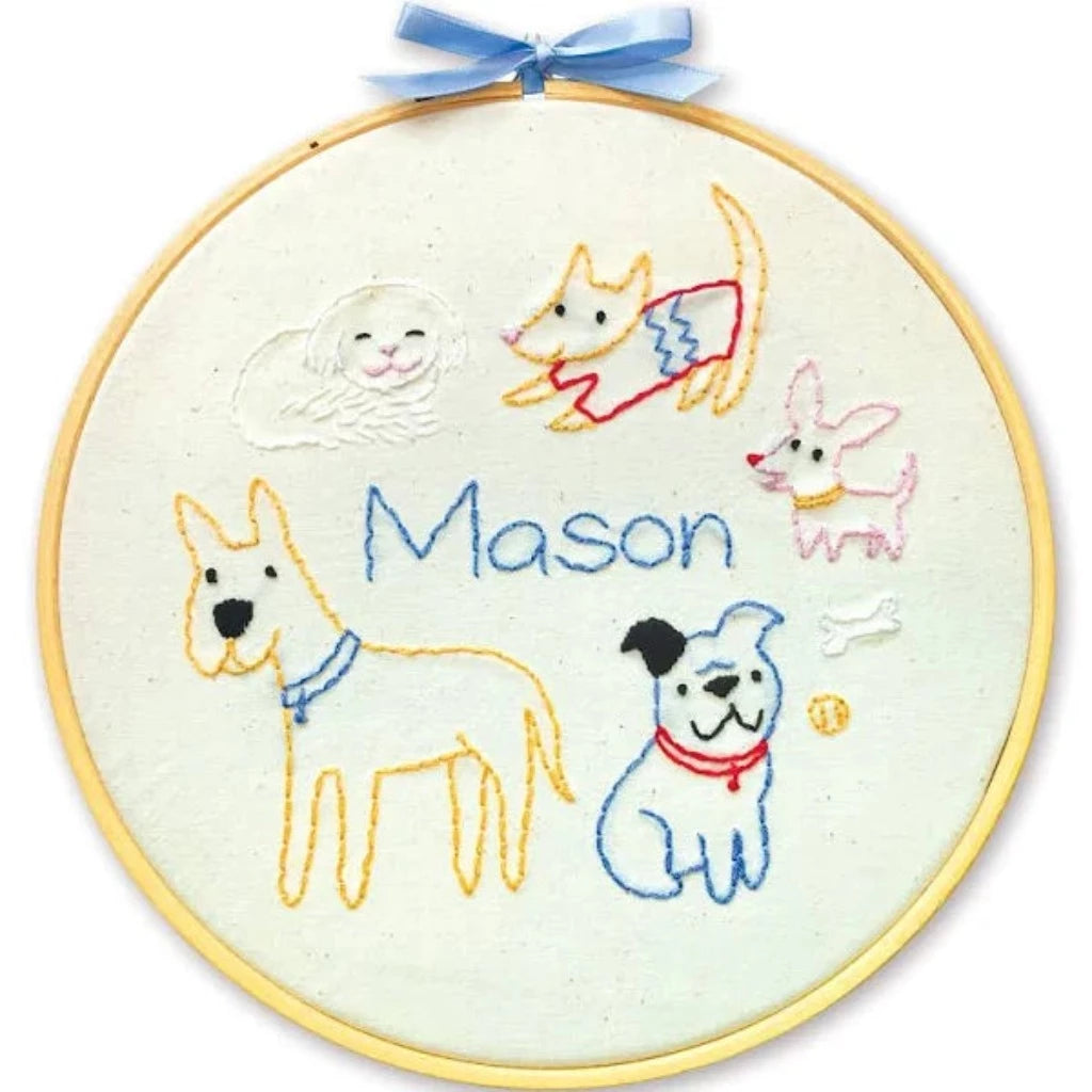 Puppies Embroidery Wall Art Kit