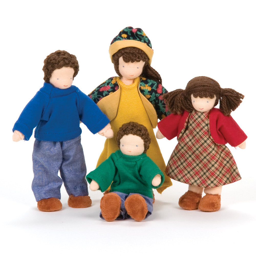 dressable dollhouse family - brown hair - nova natural toys & crafts